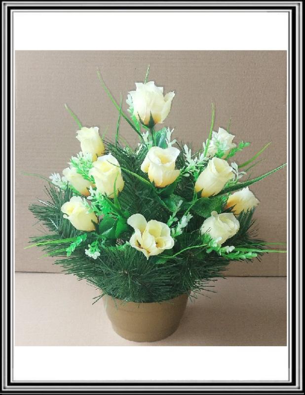 A Umelé kvety v malej miske ružičky 54321 žltá